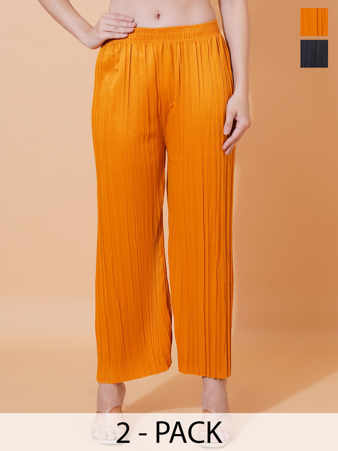 Kushi Flyer Women Pack of 2 Comfort Mid-Rise Regular Trousers