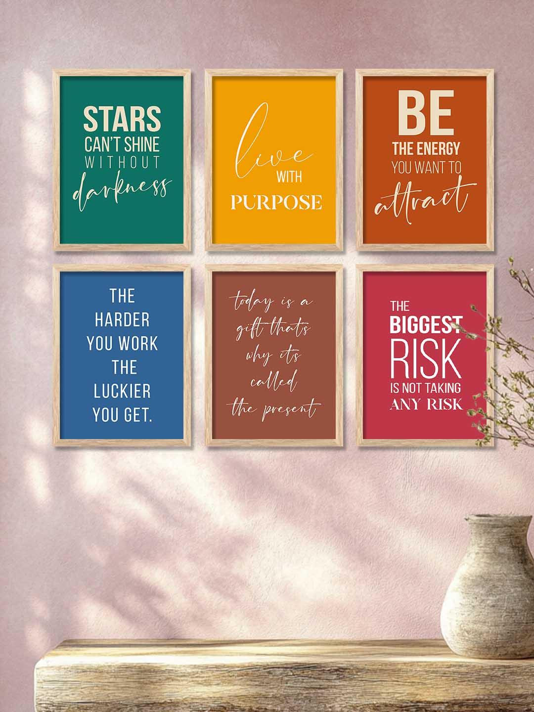 WALLLANE Multicoloured Modern Wall Art With Frames (Set of 6)