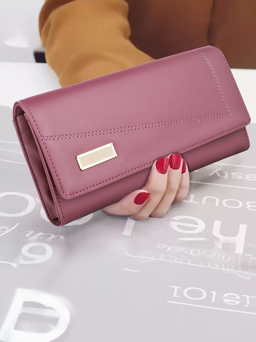 ALSU Women Solid Two Fold Wallet with Water Resistance