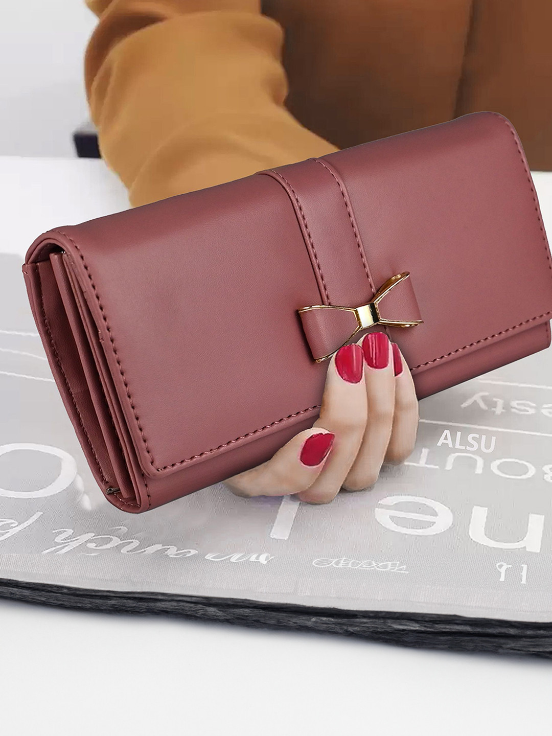 ALSU Women Solid Two-Folded Wallet