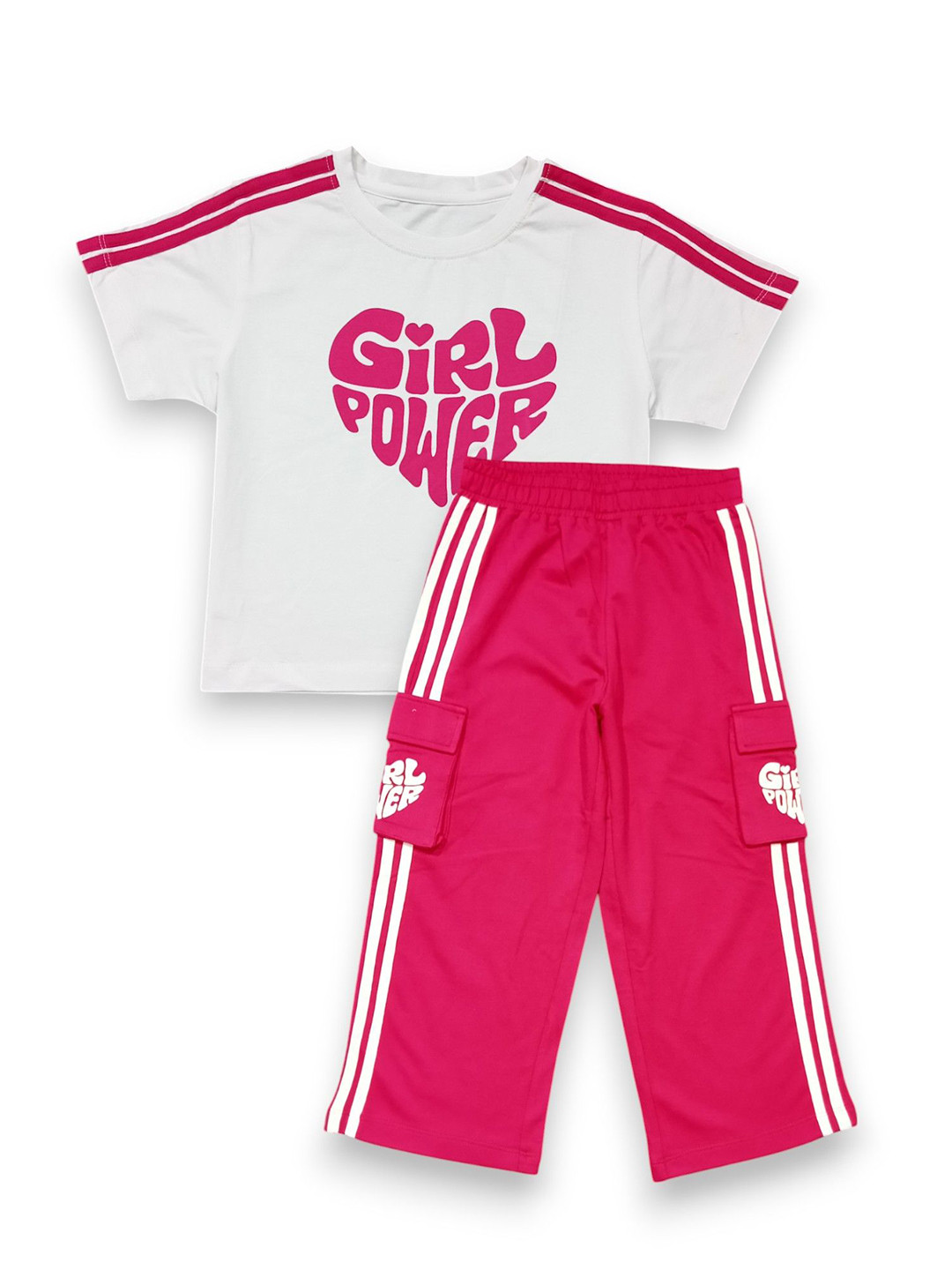 Gini and Jony Girls Typography Printed Round Neck T-shirt With Trousers