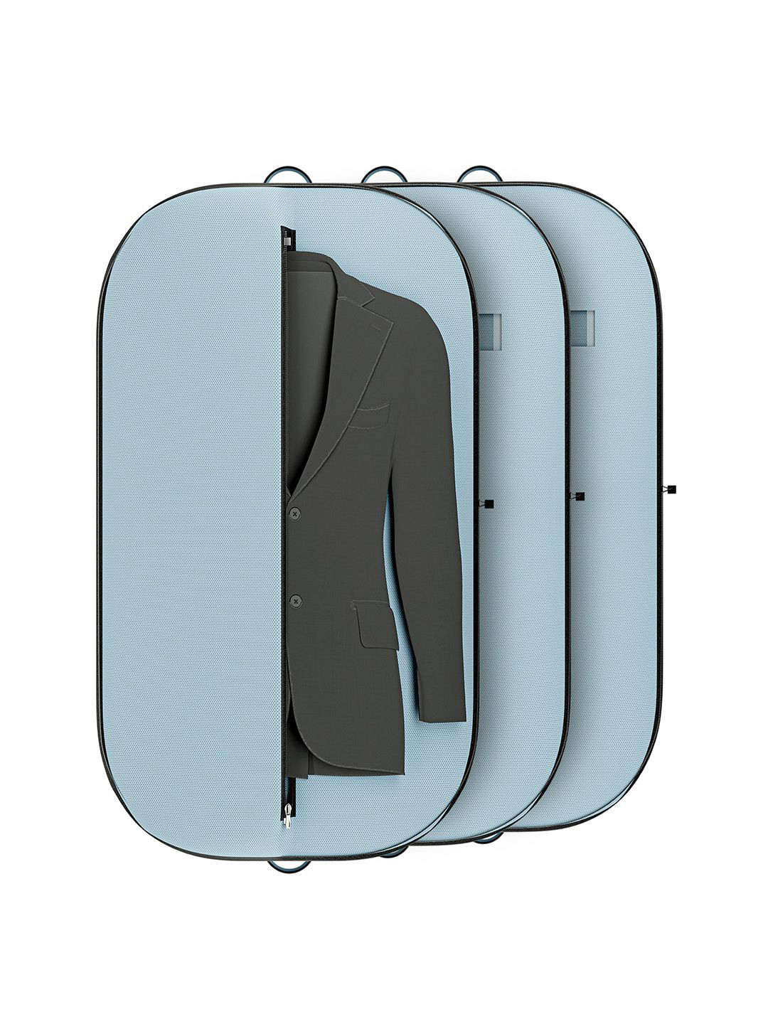 Kuber Industries Grey 3 Pieces Textured Non-Woven Suit Organisers With Zip