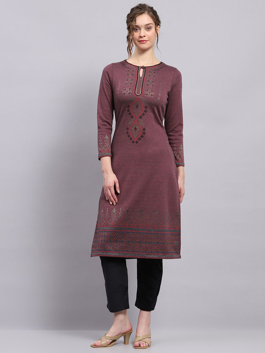 Monte Carlo Women Ethnic Motifs Printed Festive Cotton Straight Kurta