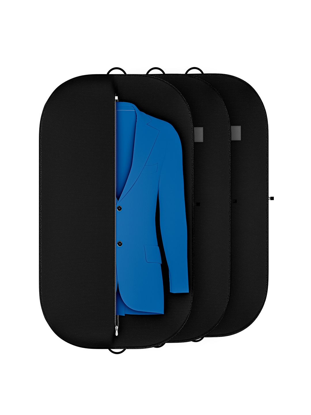 Kuber Industries Black 3 Pieces Textured Non-Woven Suit Organisers With Zip