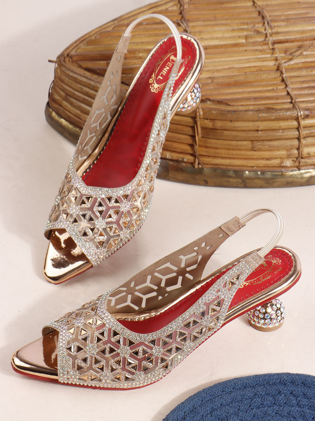 Denill Women Embellished Kitten Heels Mules