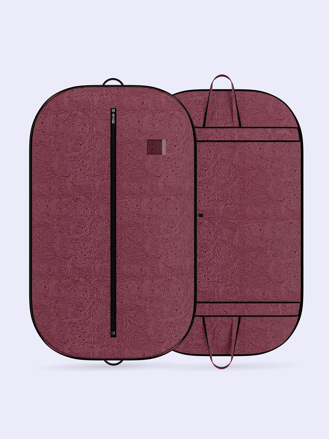 Kuber Industries Maroon & Black 6 Pieces Printed Non-Woven Suit Organisers With Zip