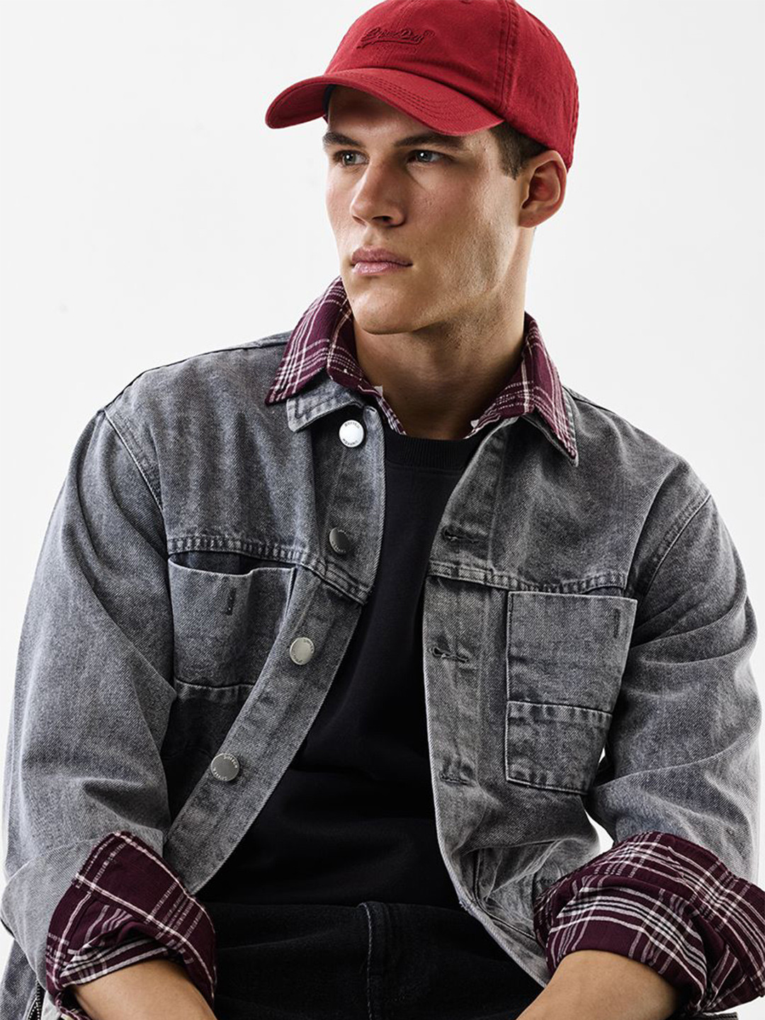 Snitch Ash Grey Washed Cotton Denim Jacket