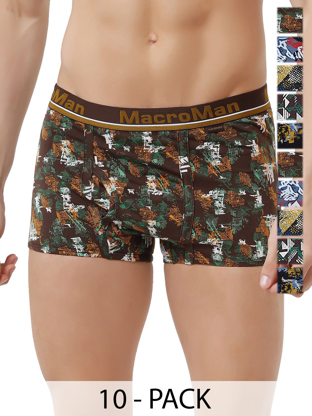 Macroman Pack Of 10 Assorted Basic Briefs Macroman_Printed-Mini-Trunk-OE-10 Trunk