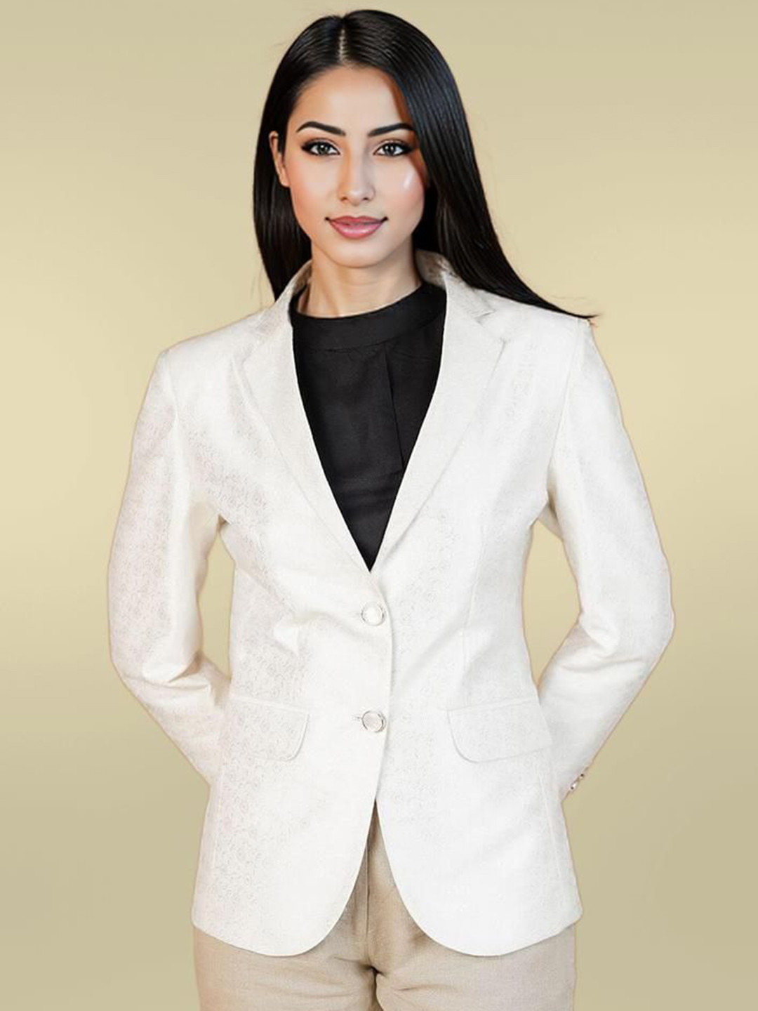 Talethread Self-Design Single-Breasted Casual Blazer