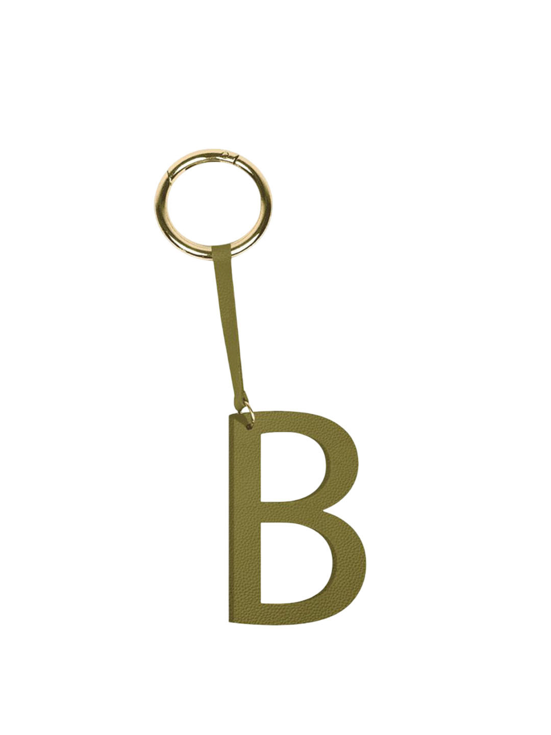 TANN TRIM Olive-Green Alphabet B Key Chain