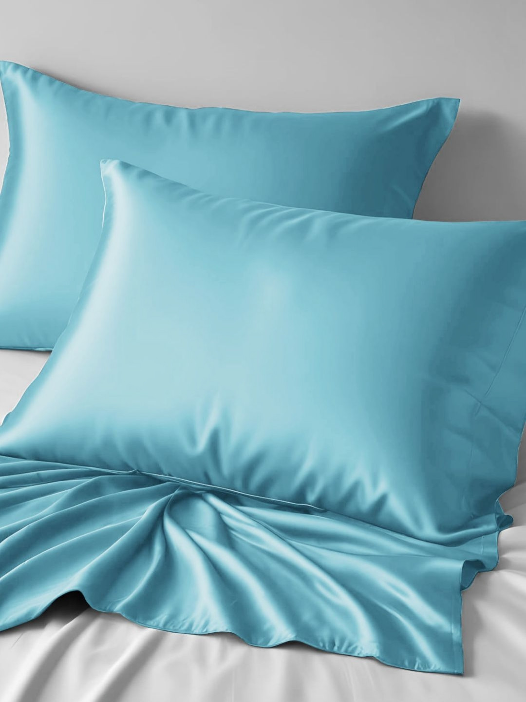 San Marino Blue 2 Pieces Linen Rectangle Pillow Covers