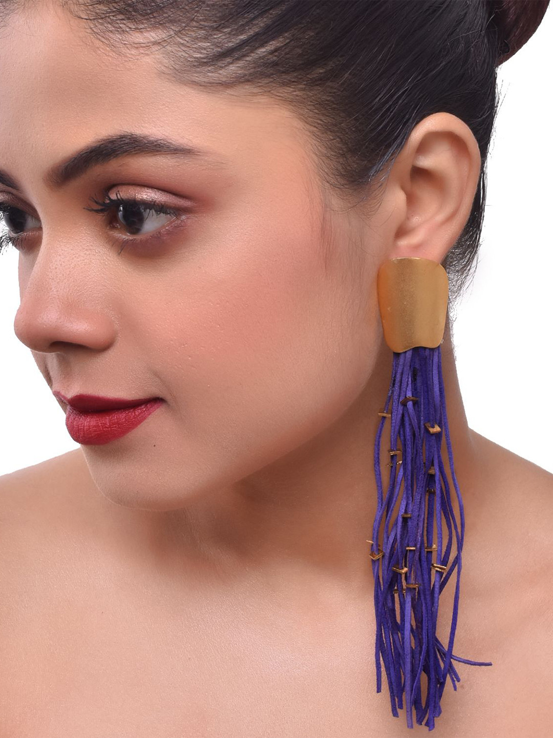 Zaza by Somya Gold-Plated Contemporary Drop Earrings