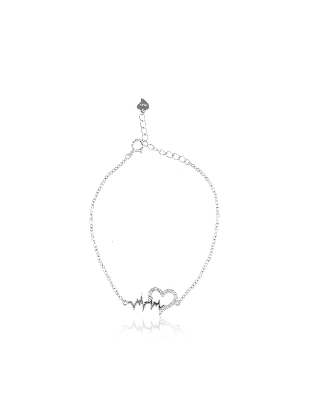 Shyne Jewels 92.5 Silver Rhodium-Plated Cubic Zirconia Studded Link Bracelet