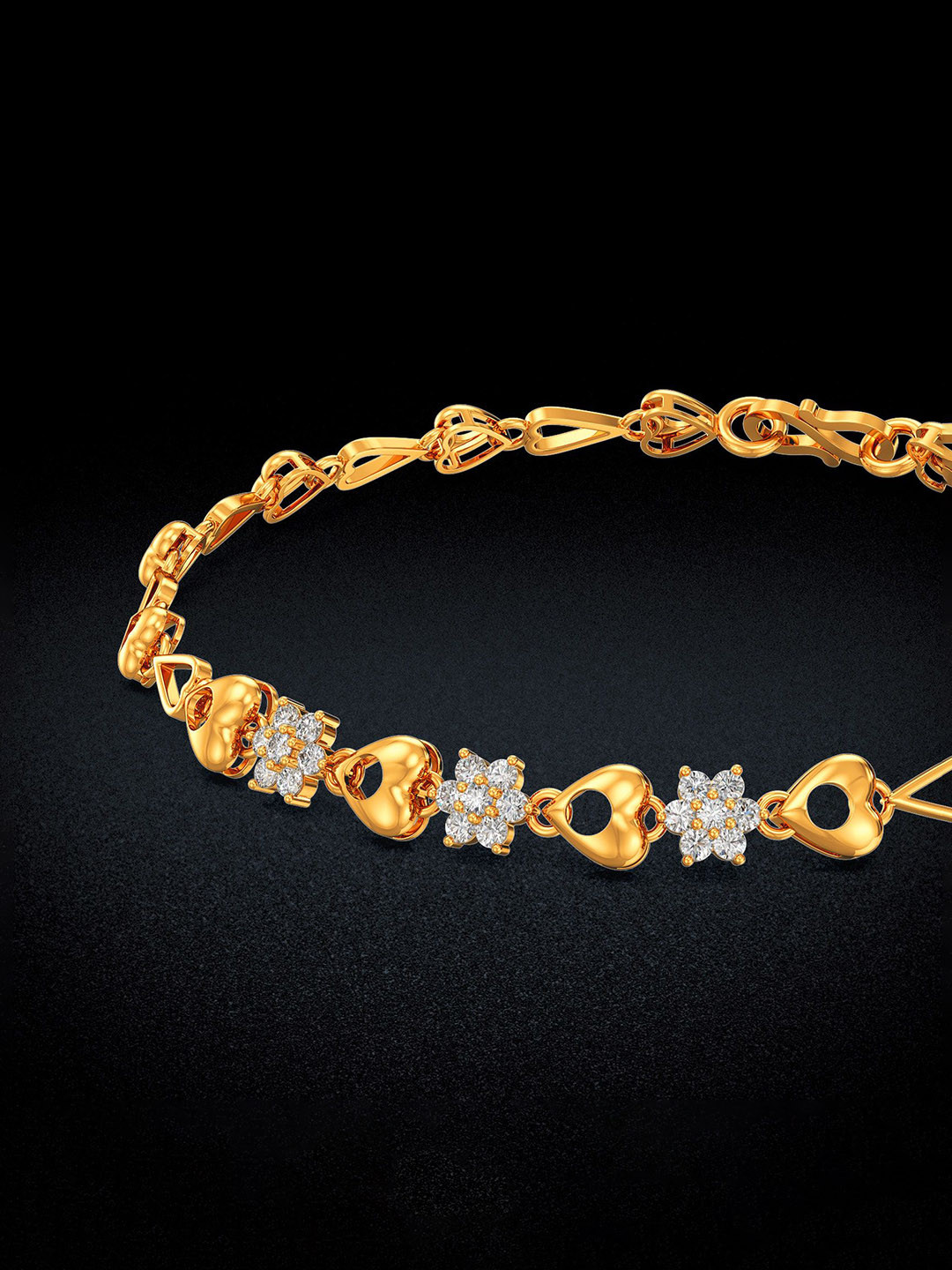 Joyalukkas Linked Hearts Gold Bracelet