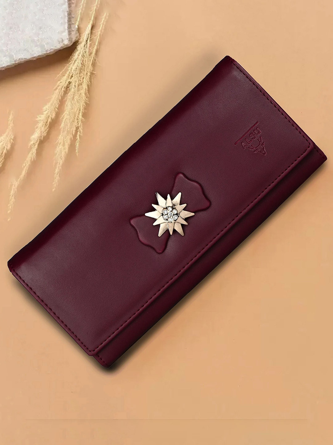 ALSU Women Embellished Two-Folded Wallet