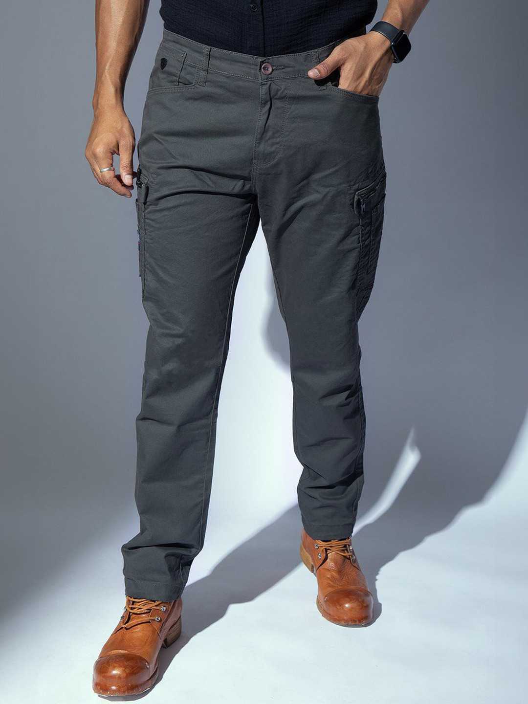 nostrum Tixto Men Slim Fit Mid-Rise Stretchable Cargo Jeans