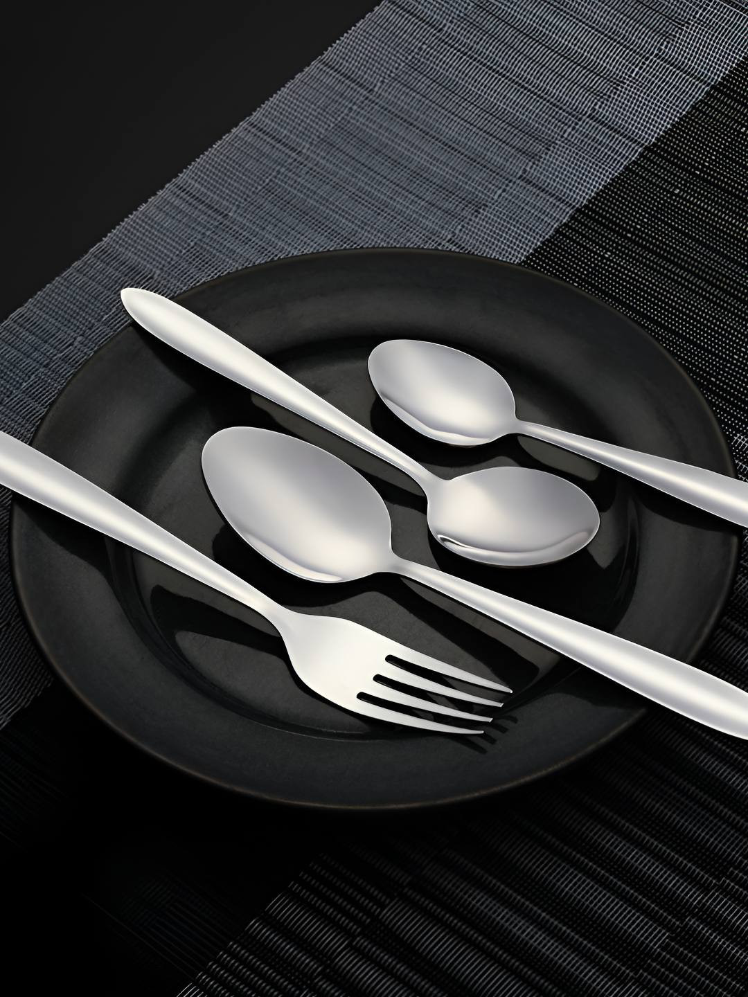 FNS Sober Silver-Toned 24 Pieces Stainless Steel Cutlery Set