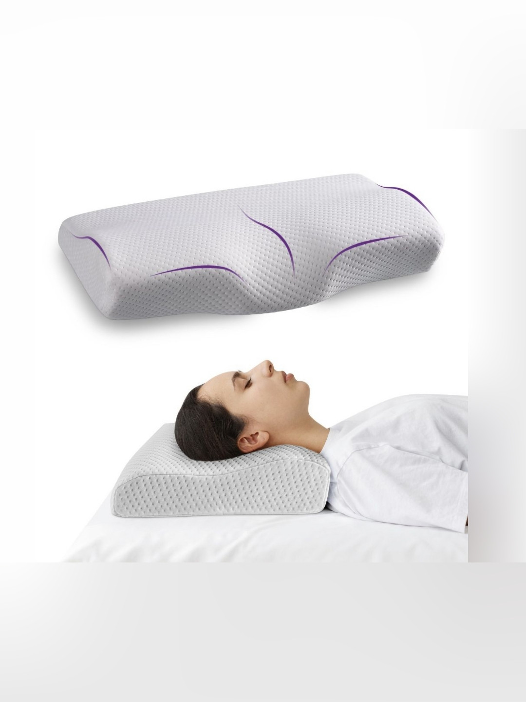 wakefit White Memory Foam Filled Sleep Pillow For Neck & Shoulder Pain