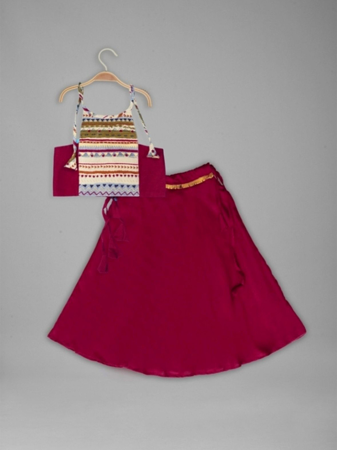 Anneca Girls Striped Halter Neck Lehenga & Blouse