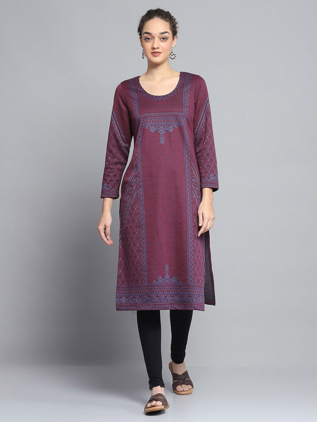 Monte Carlo Women Ethnic Motifs Printed Festive Cotton Straight Kurta
