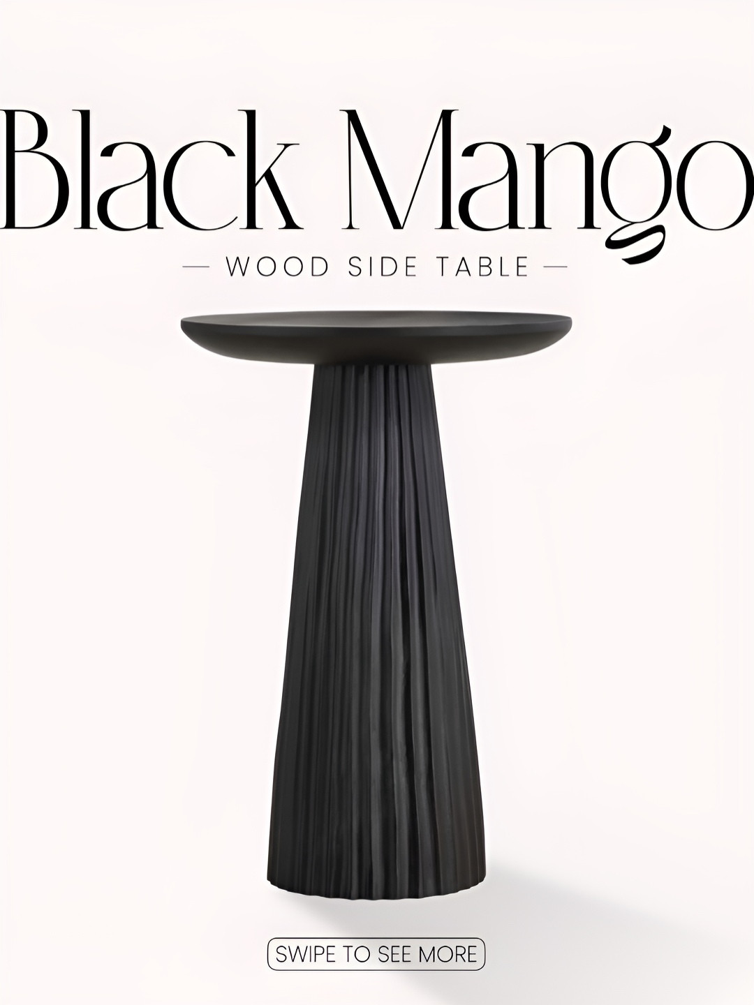 Qdore Home Black Mango Black Textured Wooden Bedside Table