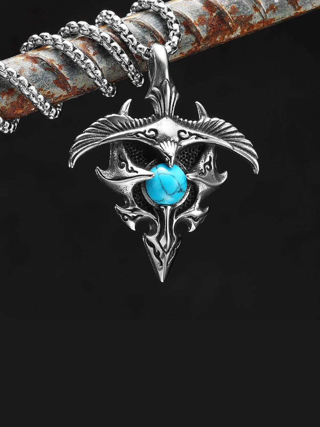 Roadster Silver-Plated Stainless Steel Gem Holy Freedom Pendant With Chain