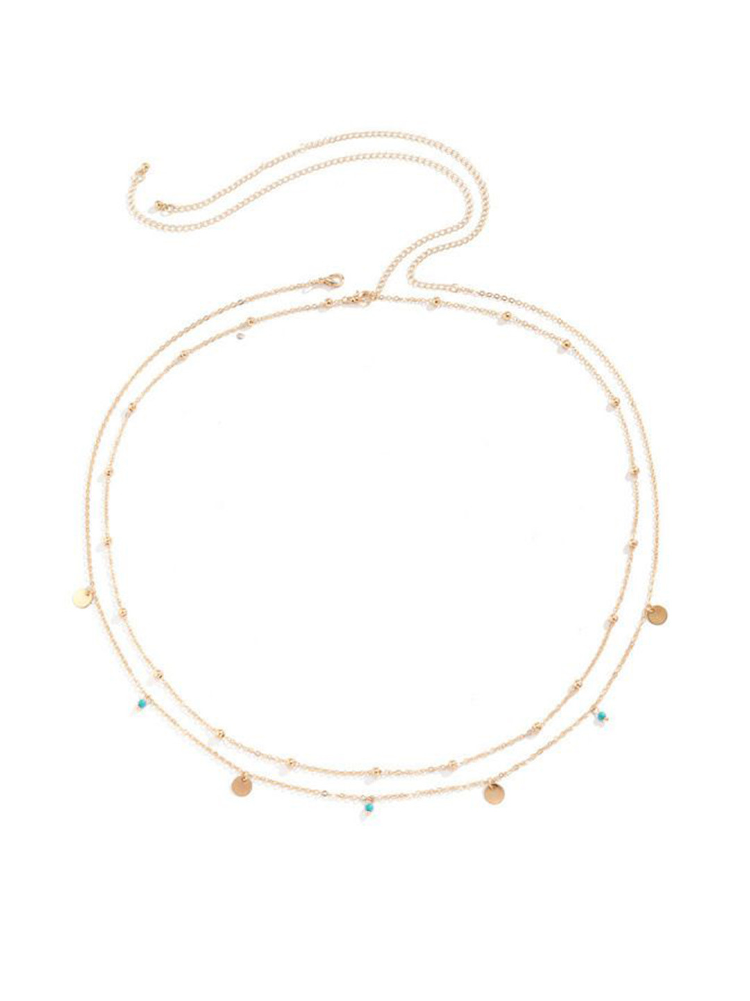 Fabme Set Of 2 Gold-Plated Artificial Beaded Waist Chain
