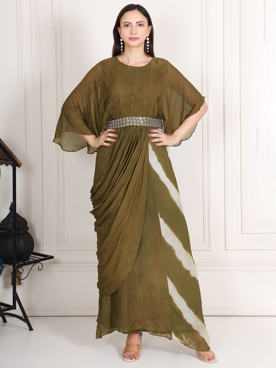 KRIDHAA FASHION BOUTIQUE Women Dyed Flared Sleeve Fit & Flare Maxi Dress