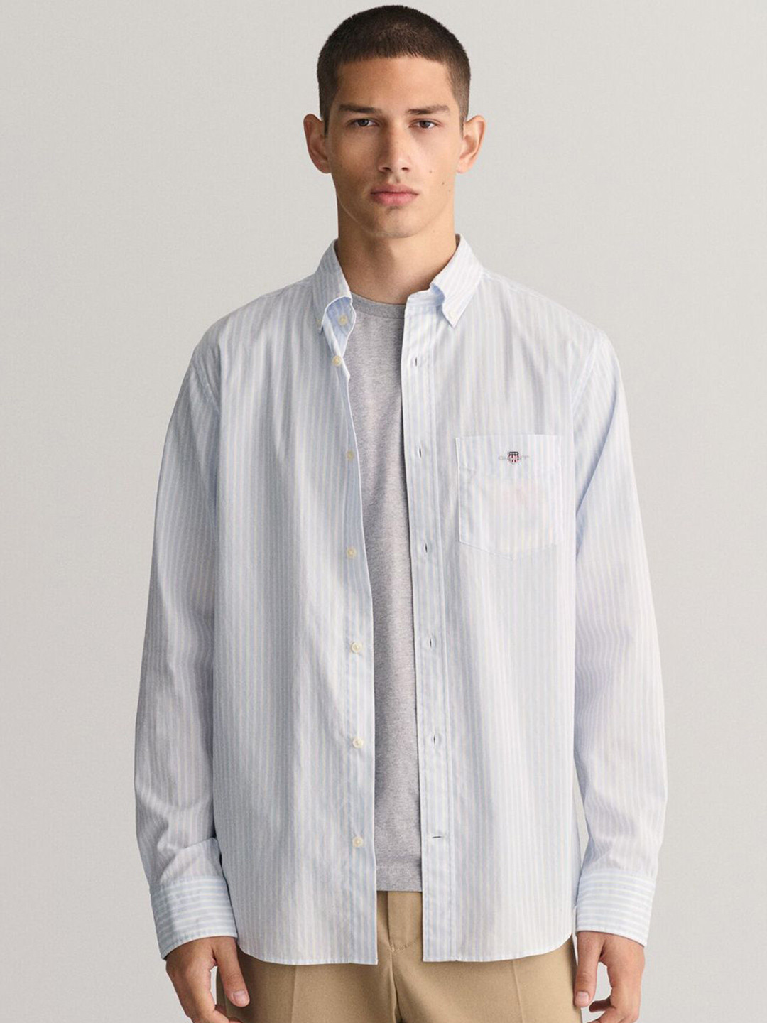 GANT Men Vertical Striped Button-Down Collar Cotton Casual Shirt