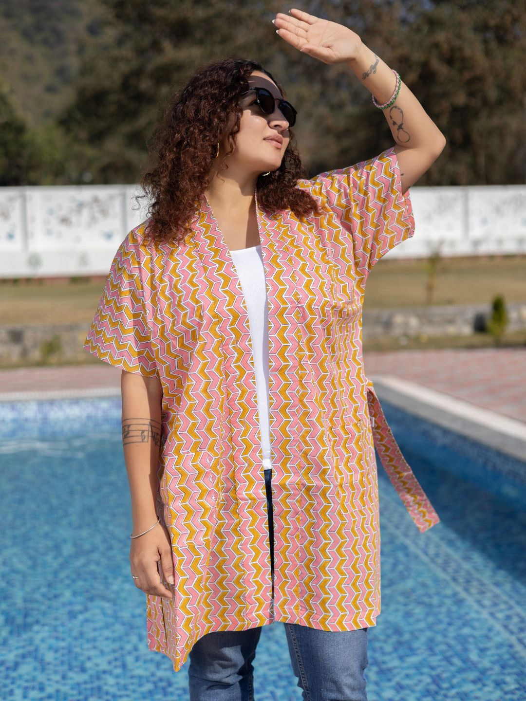 Nilam India Women Print Wrap Organic Cotton Dress