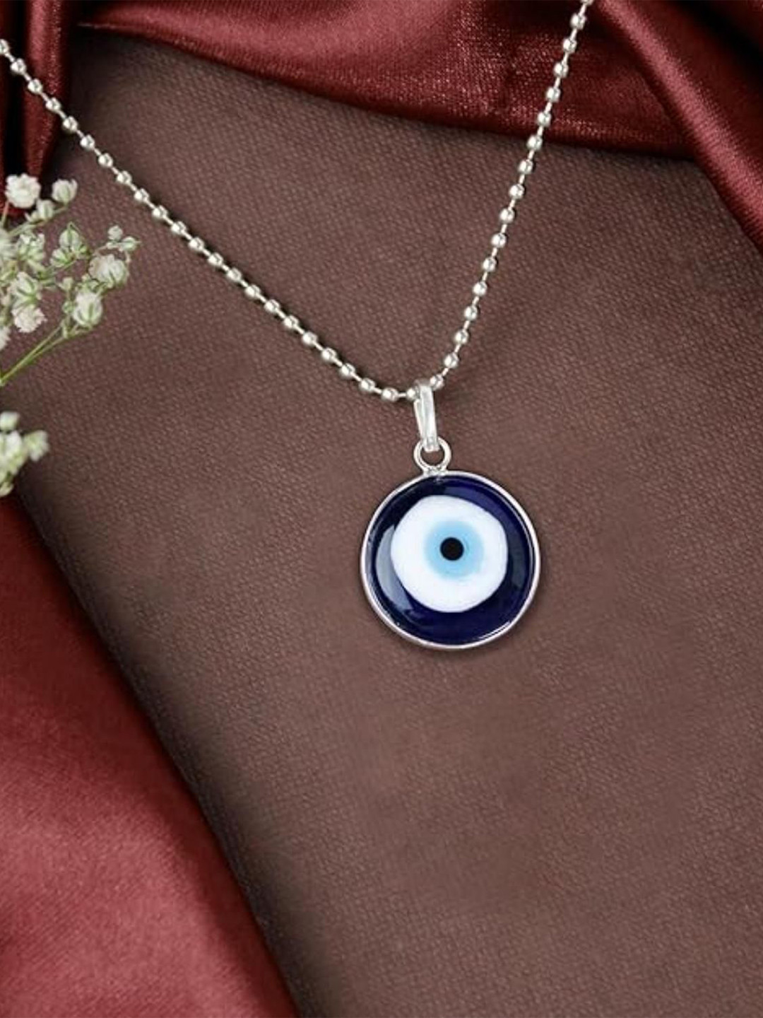DN ENTERPRISES Silver-Plated Evil Eye Western Pendant With Chain