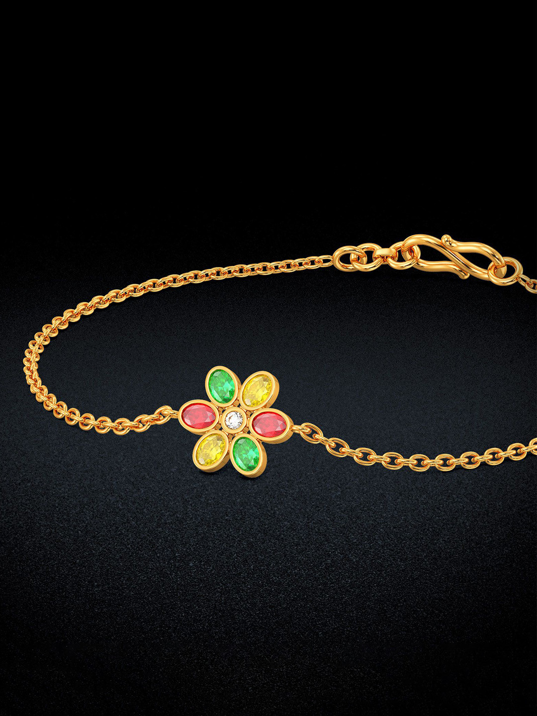 Joyalukkas Delicate Floral Charm Gold Bracelet