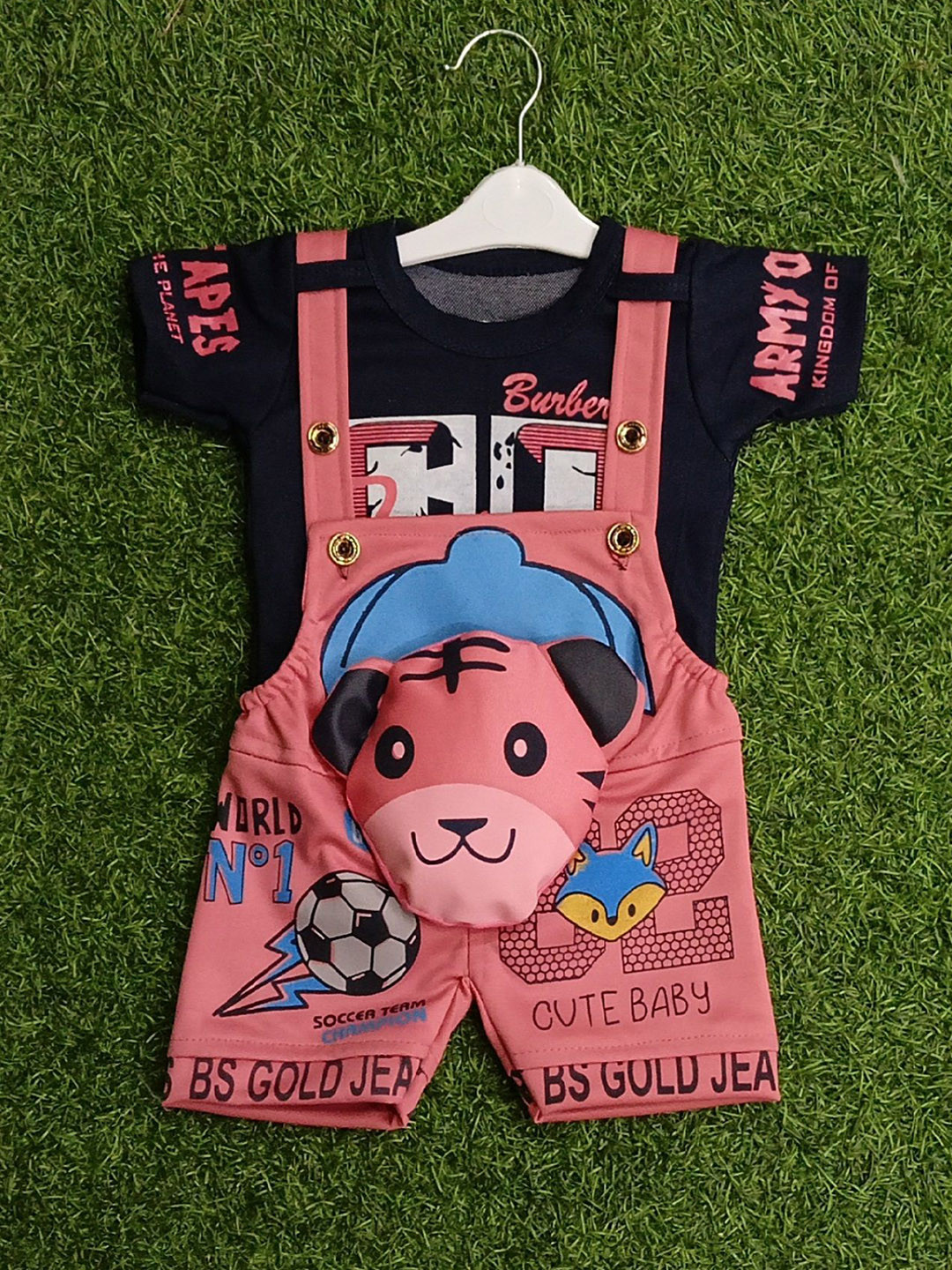 BAESD Infants Printed Short Dungarees With T-Shirt