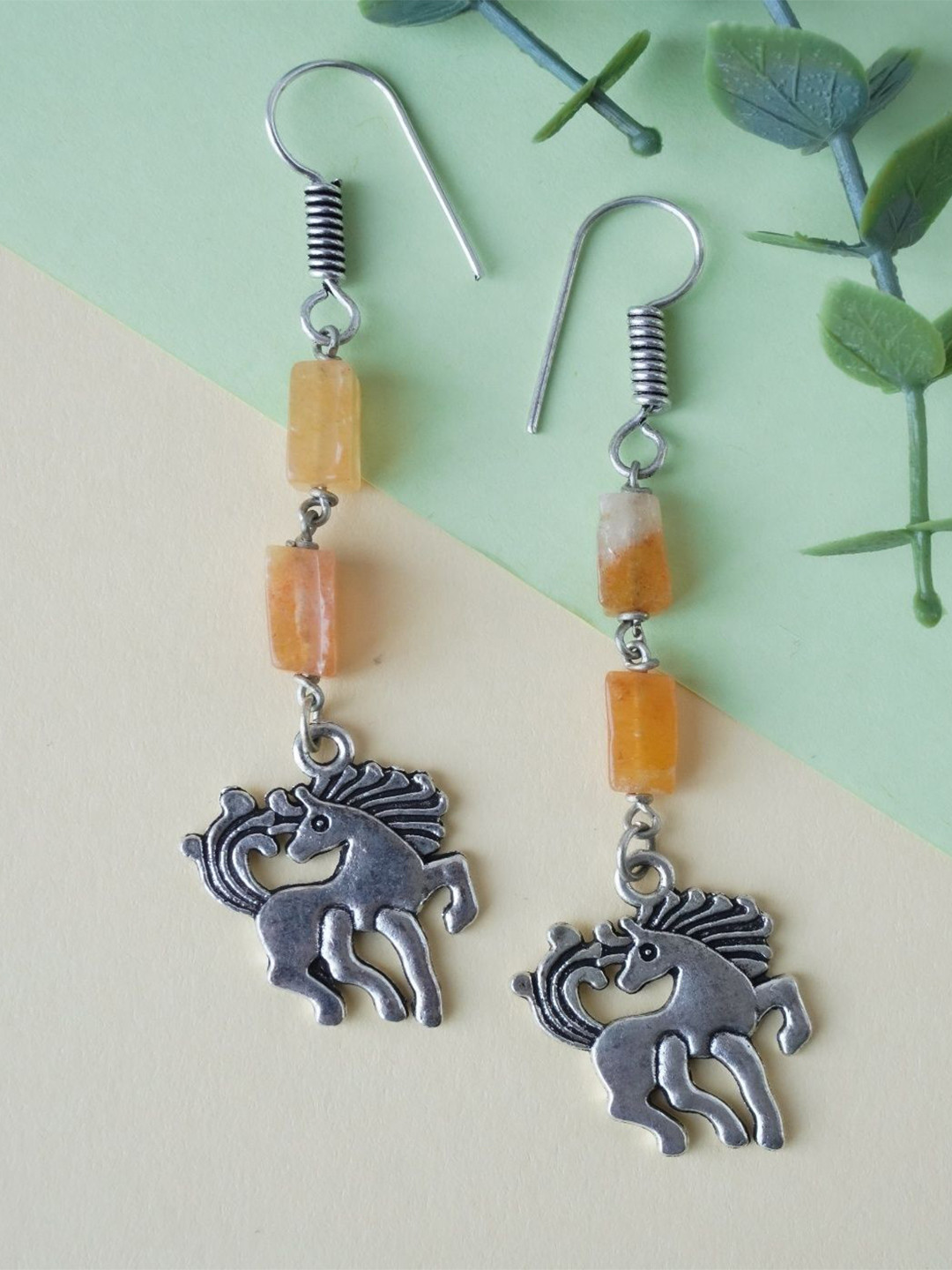 Shrim jewels Silver-Plated Artificial Stones Studded Animal Shaped Drop Earrings