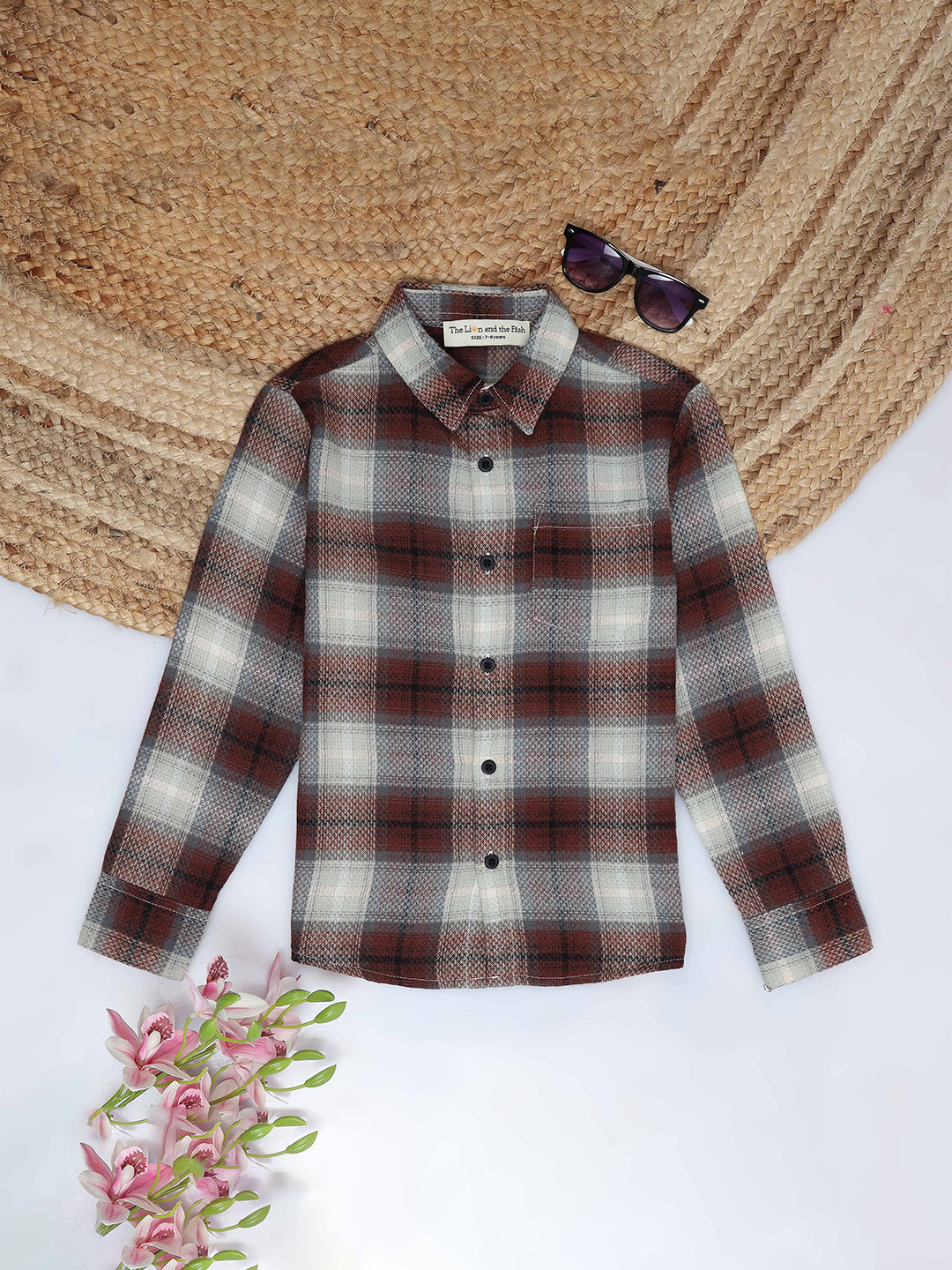 The Lion and The Fish Boys Boys Tartan Checked  Relaxed Fit Shirt