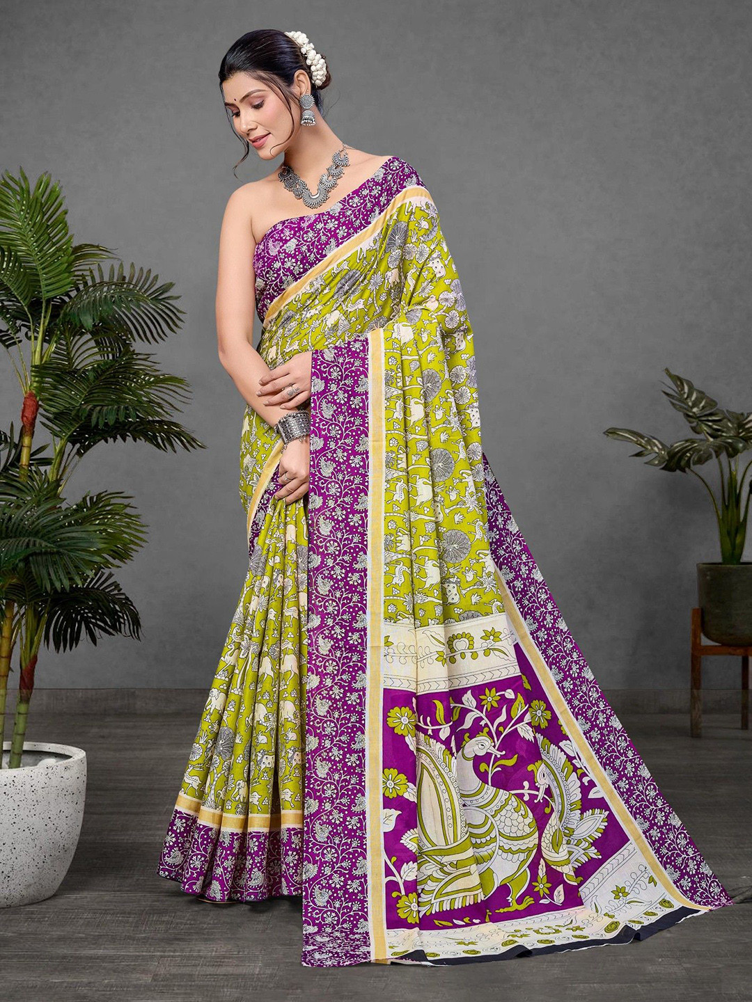 LeeliPeeri Designer Ajrak Hand Block Print Saree