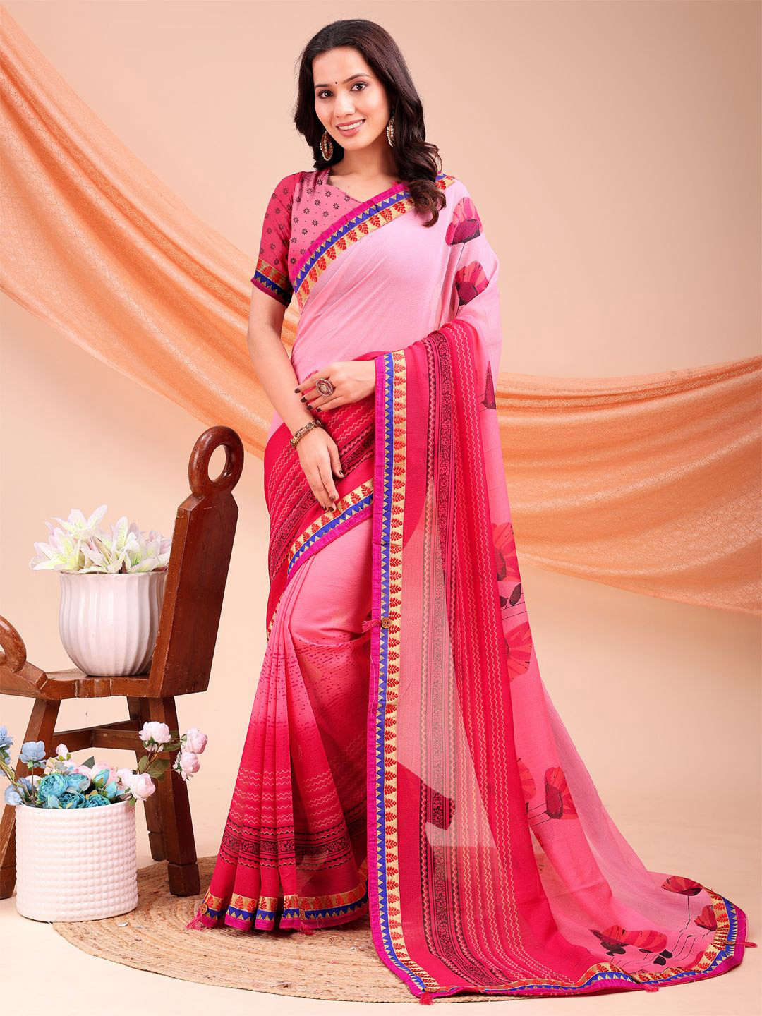 Panzora Woven Design Saree With Matching Blouse Piece