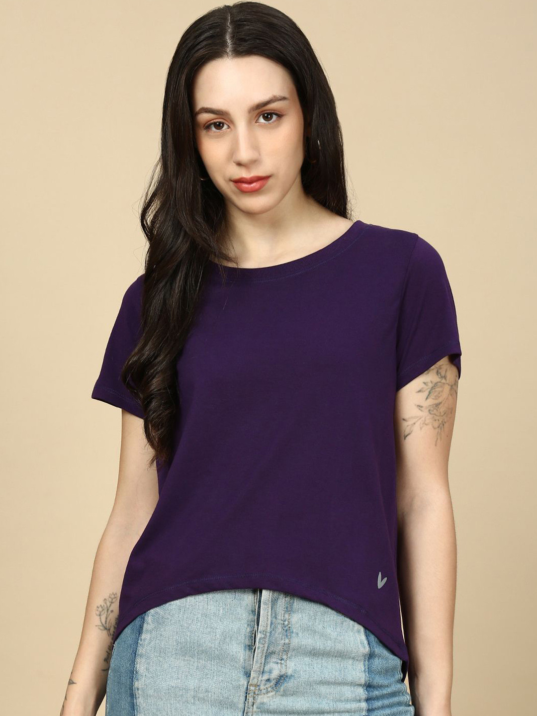 PYNK Round Neck Pure Cotton T-Shirt