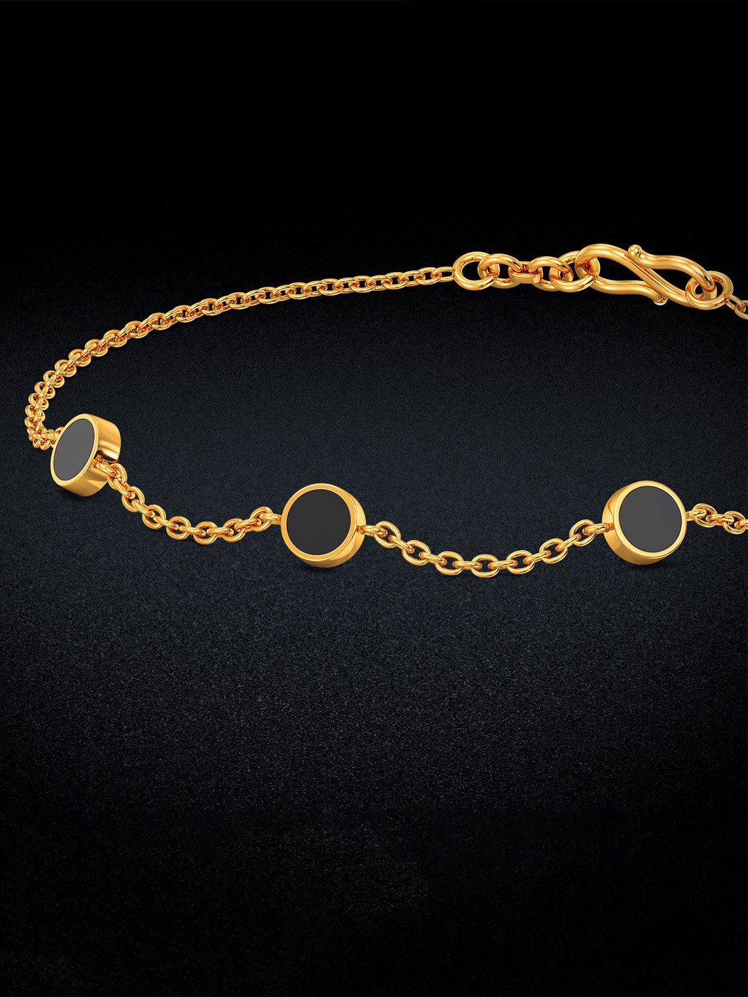 Joyalukkas Chic Triple Round Charm Gold Bracelet