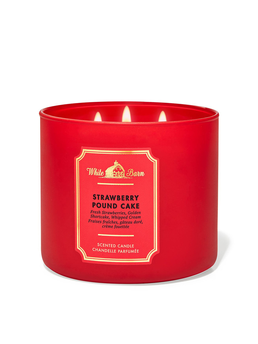 Bath & Body Works Strawberry Pound Cake Scented 3 Wick Solid Geometric Regular Jar Candles