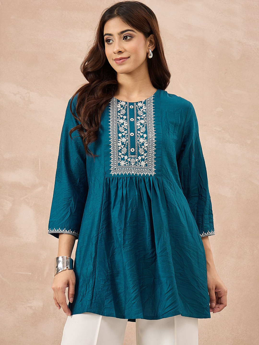 Routes by All About You Women Embroidered Round Neck Tunics