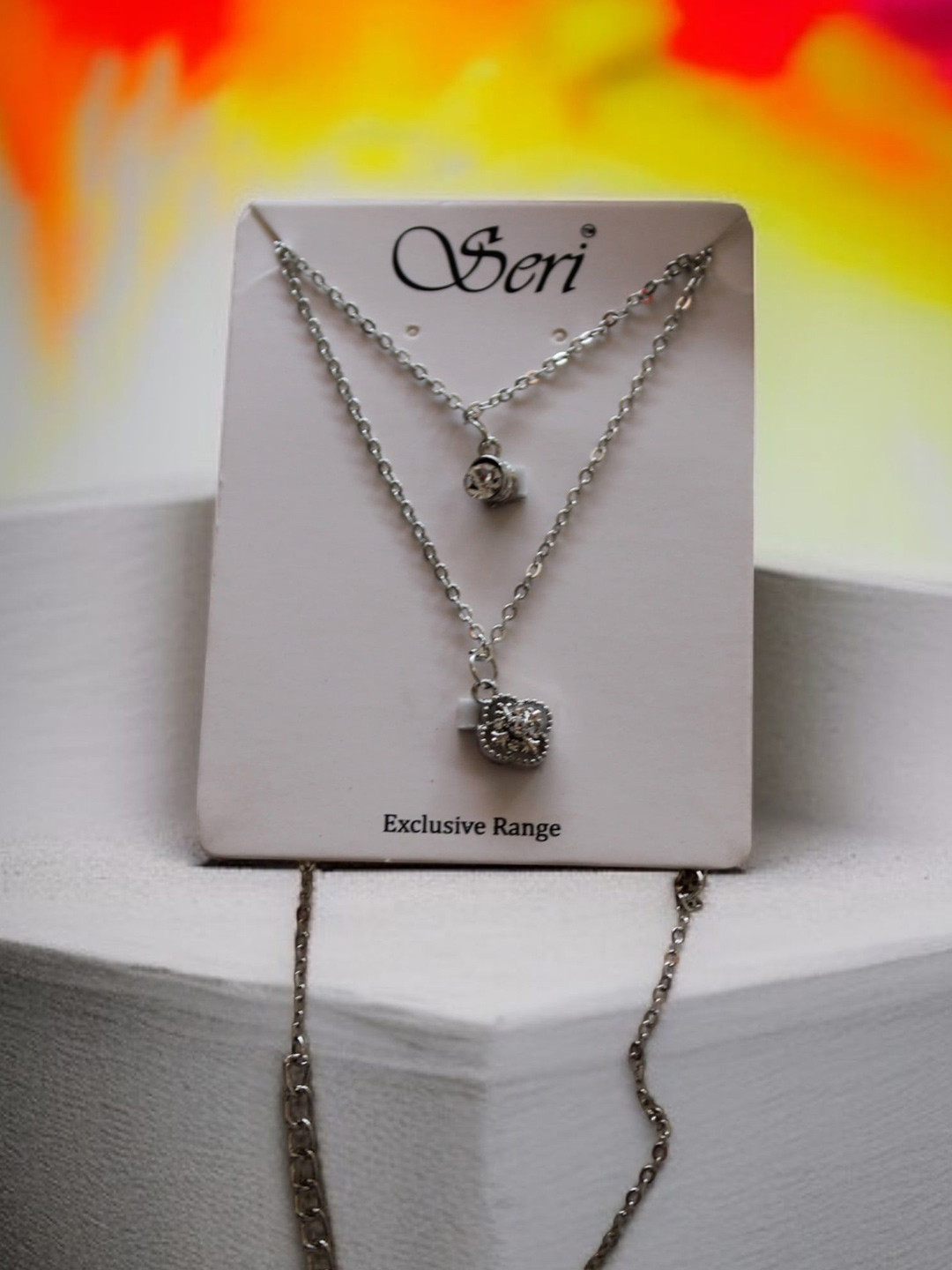 FIRSTCHOICE Silver-Plated Artificial Beaded Floral Shaped Layered Chain And Pendant