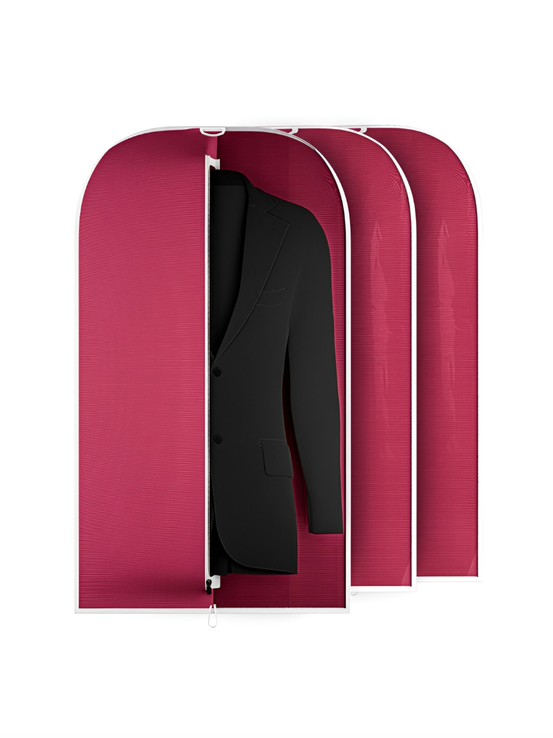 Aura 3 Pieces Maroon Non Woven Blazer Cover Bag with Zip Wardrobe Hanging Organisers