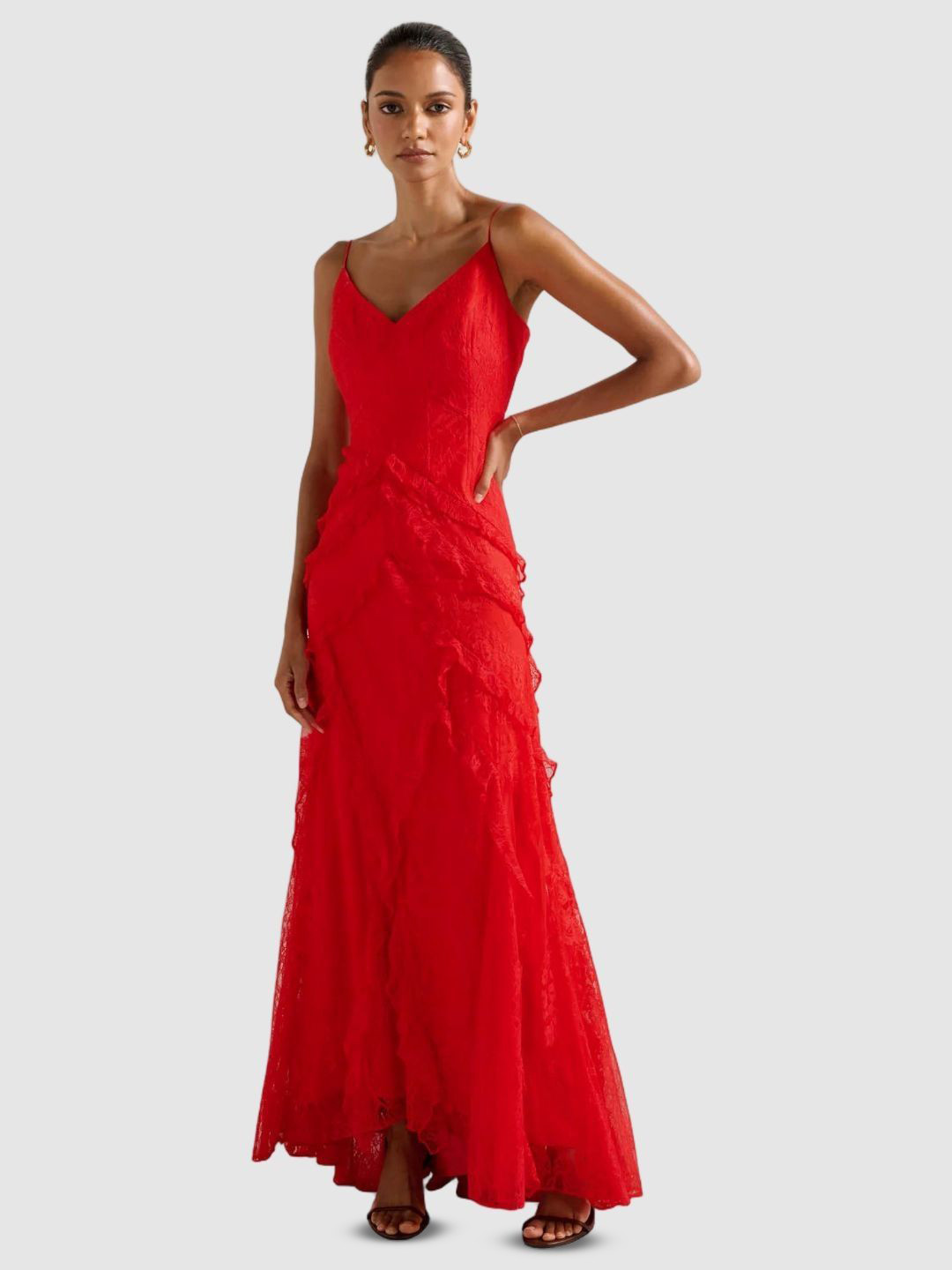 Forever New Floral Embroidered Shoulder Straps Fit And Flare Dress