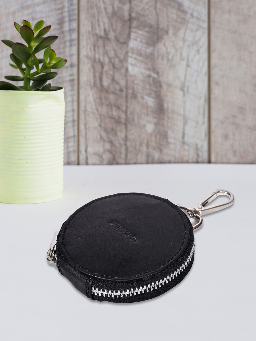 Sassora Women Solid Leather Zip Short Around Wallet
