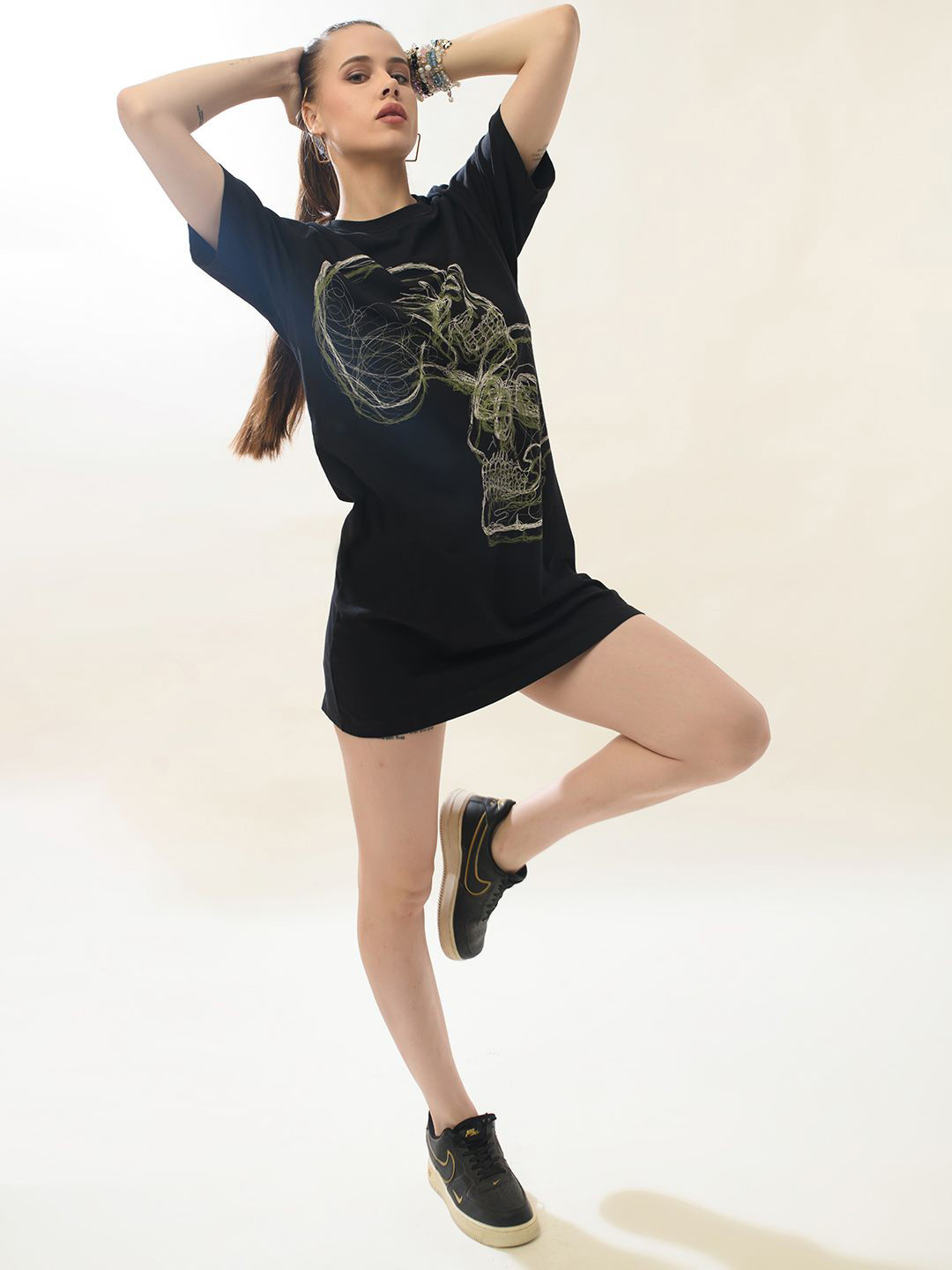 PUNK Women Cotton T-shirt Dress