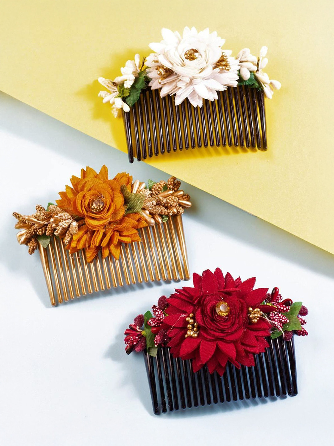 DN ENTERPRISES Women Set of 3 Embellished Comb Pin