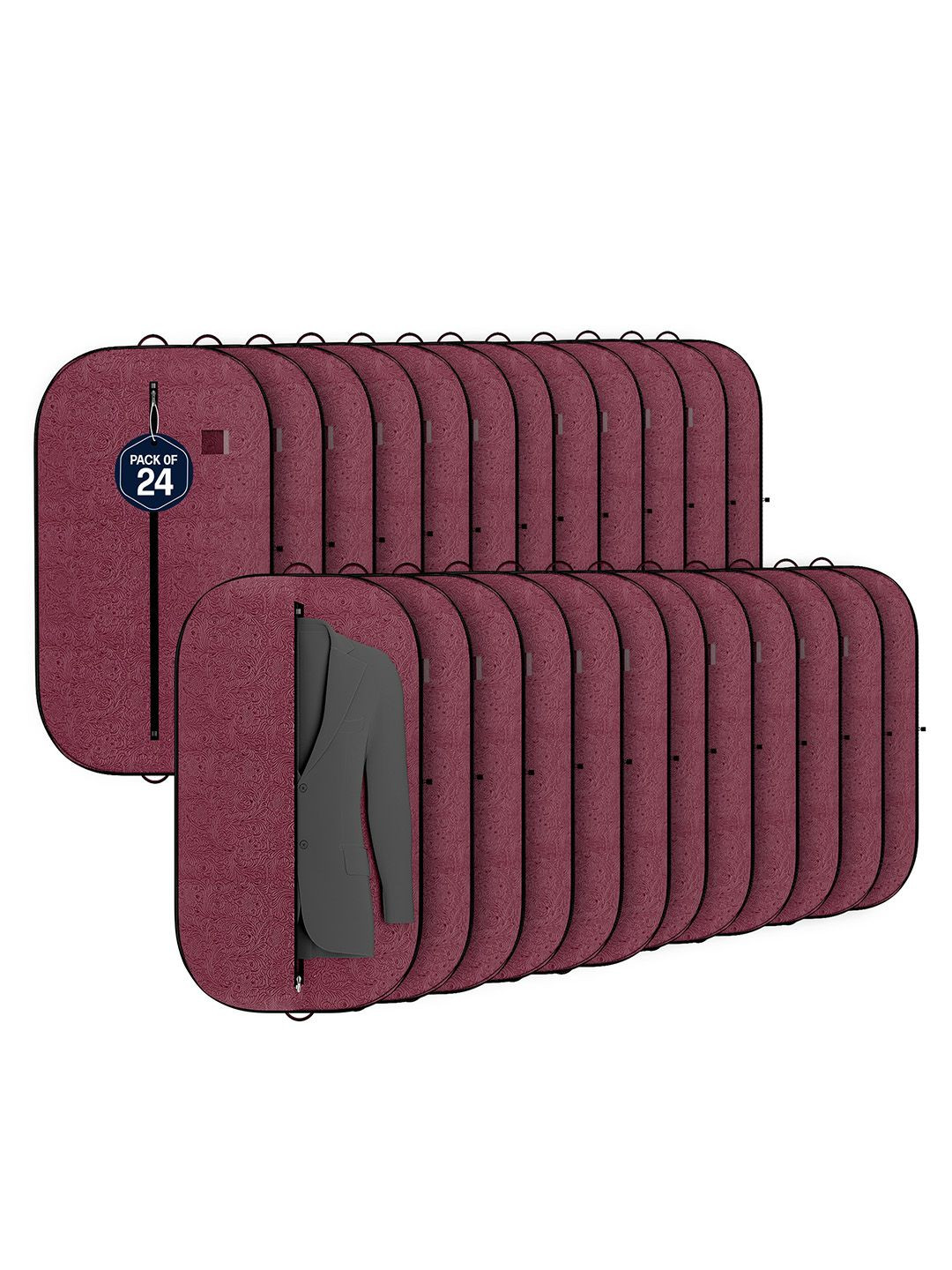 Kuber Industries Maroon 24 Pieces Printed Non-Woven Suit Organisers With Zip