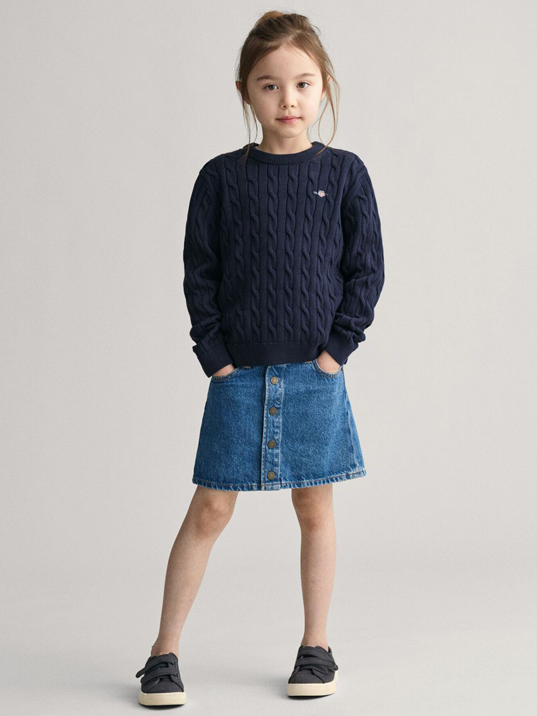 GANT Girls Solid Cable Knit Pullover