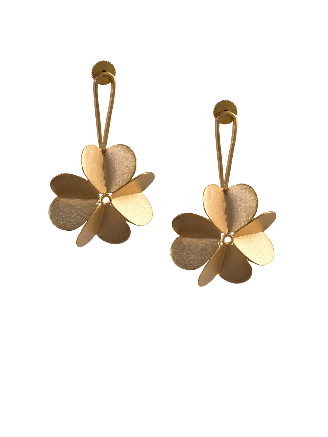 Zaza by Somya Gold-Plated Floral Shape Drop Earrings